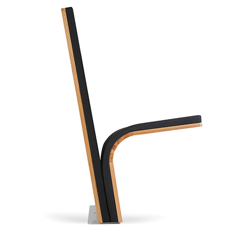 JumpSeat Standard with black upholstery in a side view and lowered seat